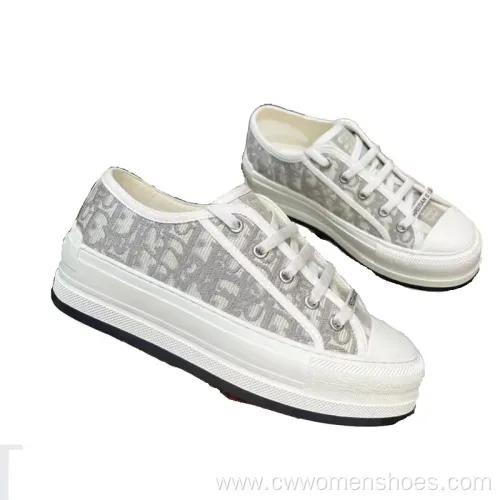 Unisex 2024 Designer Fashion Trend Thick-Soled Embroidered Lace-Up Shoes